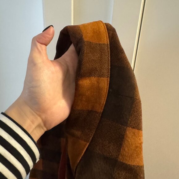 Vintage Danier Leather Suede Blazer Jacket Orange Checker Size XS Preowned - Picture 8 of 9
